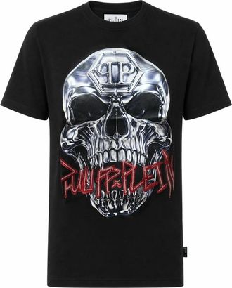 Philipp Plein T-shirt Ronde Hals Ss Skull - Heren - T-shirts - Zwart - L - Katoen - Tops