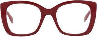 Alexander McQueen 52mm Square Optical Glasses in Red Red Transparent at Nordstrom Rack