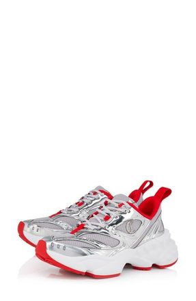 Christian Louboutin So Flo Sneaker in Silver at Nordstrom, Size 10.5Us