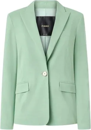 Pinko Pinko, Jassen, Dames, Blauw, S, Linnen, Brake Stretch Linnen Jas Ss 26
