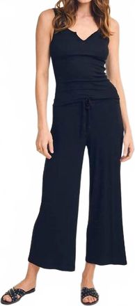 La Made Shirred Back Crop Culotte Pants In Black