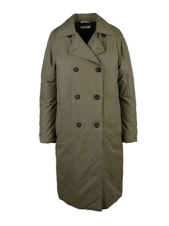 PESERICO Military Green Cotton-Blend Down Trench Coat