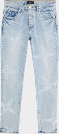 Purple Mens Tuft Stars Skinny Jeans