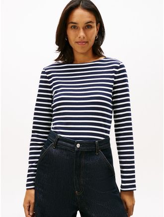 Tommy Hilfiger Womens Lightweight Boatneck T-Shirt - Navy - XXL