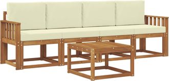 vidaXL Conjunto De Sof&aacute;s De Exterior 5 Uds. Natural Y Crema Vidaxl