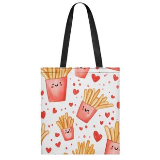 Generic Valentines Day French Fries Womens Tote Casual Shopping Bag Lightweight Shoulder Bags Hobos Handbag for Work Travel Daily 35x40cm