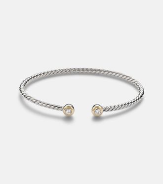 David Yurman Micro Cable Flex 925 sterling silver and 14kt gold bangle