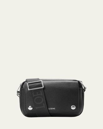 Loewe Mens Small Pebble Messenger Bag in Grained Calfskin