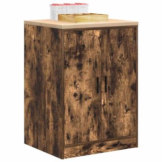 Berkfield Home Garage Storage Cabinet Smoked Oak 60x51x85 cm Solid Wood Pine in Brown | Size: 60 x 51 x 85 cm