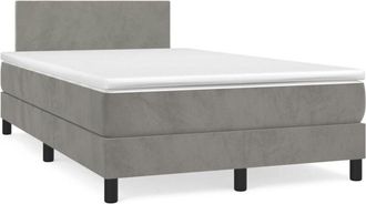 vidaXL Vidaxl - Cama Box Spring Colch&oacute;n Y Led Terciopelo Gris Claro 120x190 Cm
