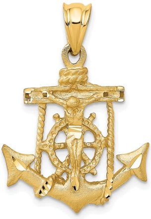 Diamond2Deal 14k Yellow Gold Mariners Cross Pendant