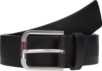 Tommy Jeans Lederg&uuml;rtel TOMMY JEANS TJM AUSTIN 3.5 cm breit, Herren, Gr. 110, schwarz, Rindsleder, unifarben, G&uuml;rtel Lederg&uuml;rtel, Einfachdornschliesse mit Logo, w