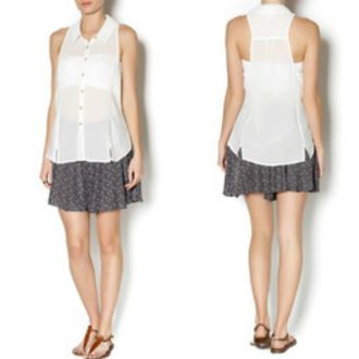 Free People Tank Collar Buttondown In Ivory