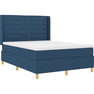 vidaXL Box Spring Bed with Mattress Blue 140 x 200 cm Fabric vidaXL