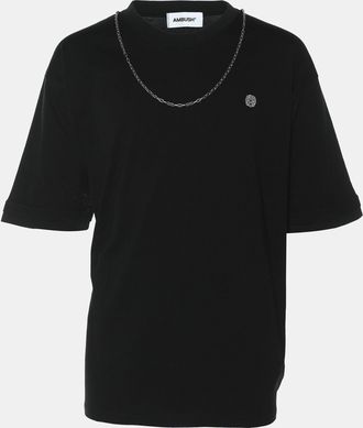 AMBUSH Ambush Black Jersey Logo Emroidered T-Shirt
