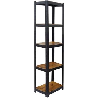 Relaxdays Relaxdays shelving unit, HWD: 180x40x40 cm, 5 open shelves, 300 kg, industrial, for office, basement, brown/black
