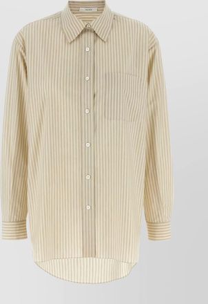 The Row pocketed striped long sleeve shirt
