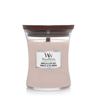 Woodwick geurkaars Vanilla & Sea Salt Medium