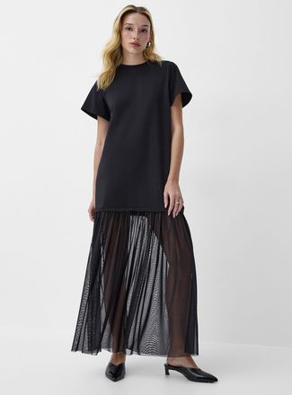 Icone Womens Mixed material long T-shirt dress