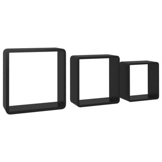 Berkfield Home Wall Cube Shelves 3 pcs Black MDF