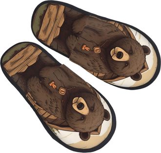 Generic Sliders Rustic Bear Printed Anti-Skid Cotton Slippers Comfy Slippers For Big Kid Trip Christmas M