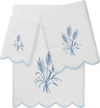Linum Home Textiles 100% Turkish Cotton Whitney Scallop 3Pc Embellished Towel Set