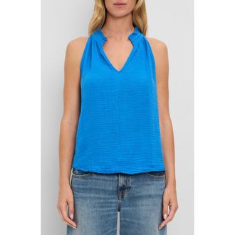 Michael Stars Viola Split Neck Tank in Pacific at Nordstrom, Size X-Small