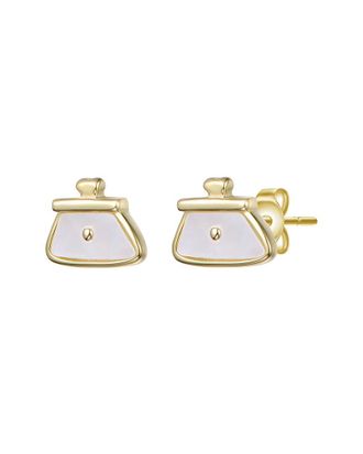 Rachel Glauber 14K Plated Pearl Earrings
