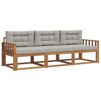 vidaXL Conjunto De Sof&aacute;s De Exterior 3 Pcs Gris Natural Y Claro Vidaxl