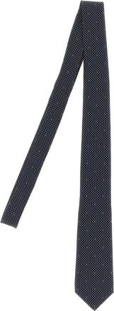 Saint Laurent Accessoires, Heren, Blauw, L, Gestippelde stropdas van zijden cr&ecirc;pe