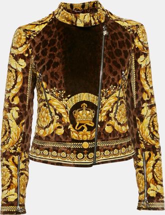 Versace Yellow Barocco Print Velvet Quilted Jacket