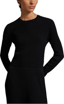 Polo Ralph Lauren Cable Knit Crop Sweater in Polo Black at Nordstrom, Size Xx-Small