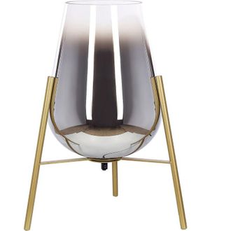 Beliani L&aacute;mpara De Mesa De Metal Dorado 44 Cm Pantalla Vidrio Escritorio Sala De Estar Mena