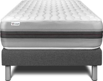 VITALIT Vitalit - Base Tapizada Gris + Colch&oacute;n Con Muelles Y Viscoel&aacute;stica 90 X 190