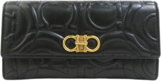 Ferragamo Pre-owned Long wallet (bi-fold) - Dames - Vintage Accessoires - Zwart - ONE Size - Leer - Vintage