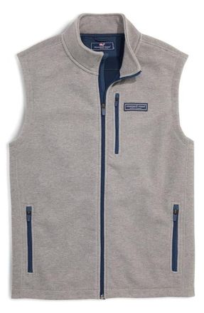 Vineyard Vines Mountain Sweater Fleece Zip-Up Vest in Ultimate Gray at Nordstrom, Size Xx-Large
