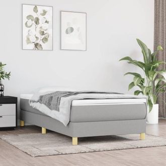 vidaXL Cama Box Spring Con Colch&oacute;n Tela Gris Claro 90x200 Cm Vidaxl