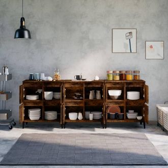 Berkfield Home Sideboards 3 pcs Smoked Oak 60x35x70 cm Engineered Wood in Brown | Size: 60 x 35 x 70 cm