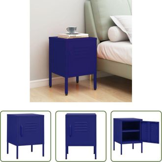 vidaXL vidaXL Comodino con mensola regolabile - Comodino Blu Marino 35x35x51 cm in Acciaio
