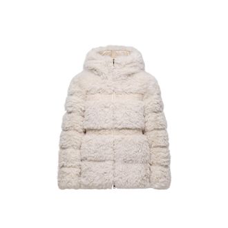Moncler Moncler Verie Teddy Hooded Short Down Jacket, Women, White, Size: 0