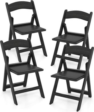 Costway 4 Pack Folding Chairs Dining Chair Set w/ Padded Seat & Back-Black