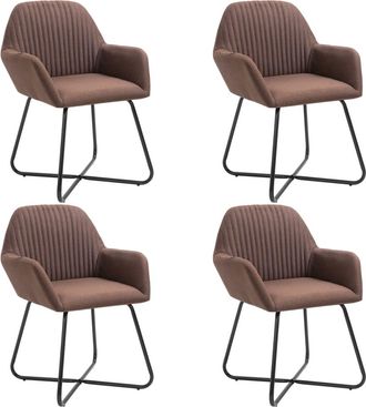 vidaXL Vidaxl - Sillas De Comedor 4 Unidades Tela Marr&oacute;n