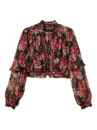 Twin-Set floral ruffled tie-neck shirt - Pink