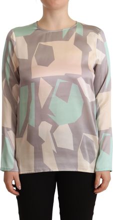 Fabiana Filippi Multicolor Silk Long Sleeves Round Neck Top Womens Blouse (Pre-Owned)
