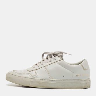 Common Projects Light Grey Leather Bball Low Top Bumpy Sneakers