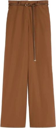 Max Mara Farea Broek - Dames - Wijde Broeken - Bruin - S - Wol - Broeken