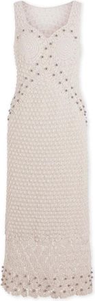 Paco Rabanne Handgemaakte gehaakte midi jurk - Dames - Jurken - Beige - Maat: XS Katoen