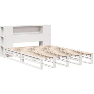 vidaXL Bookcase Bed without Mattress White 140x200 cm Solid Wood Vidaxl