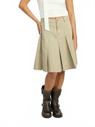 Emory Park Knee Length Pleated Skirt In Stone