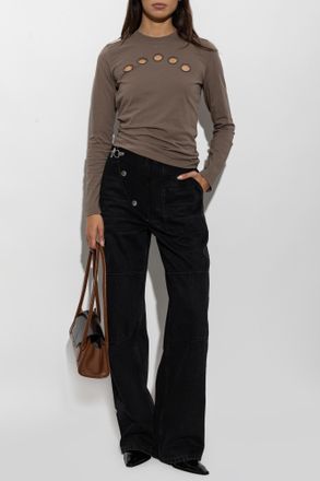 Marni Cotton Long-Sleeve Top, Womens, Brown